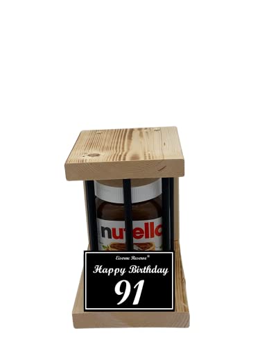 Nutella - Notfall Reserve - Black Edition - Nutella Glas (1 x 450 g) Happy Birthday 91 - Geschenk zum 91. Geburtstag von Genial-Anders