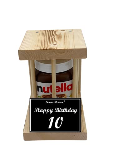 Nutella - Notfall Reserve - Holzstäbe - Nutella Glas (1 x 450 g) Happy Birthday 10 - Geschenk zum 10. Geburtstag von Genial-Anders