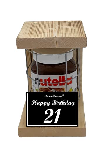 Nutella - Notfall Reserve - Metallgitter - Nutella Glas (1 x 450 g) Happy Birthday 21 - Geschenk zum 21. Geburtstag von Genial-Anders