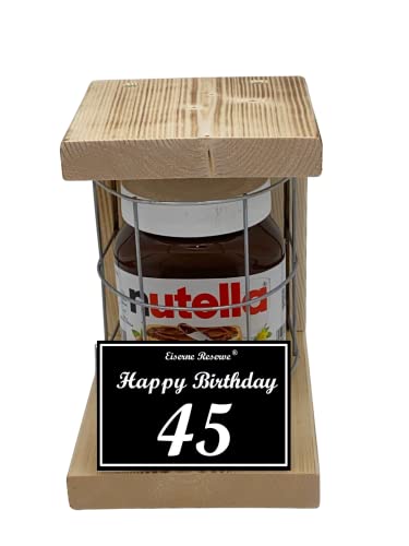 Nutella - Notfall Reserve - Metallgitter - Nutella Glas (1 x 450 g) Happy Birthday 45 - Geschenk zum 45. Geburtstag von Genial-Anders