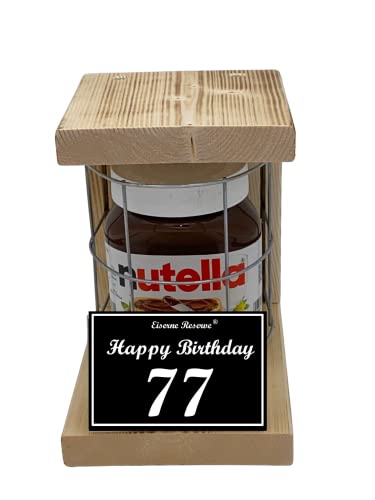 Nutella - Notfall Reserve - Metallgitter - Nutella Glas (1 x 450 g) Happy Birthday 77 - Geschenk zum 77. Geburtstag von Genial-Anders