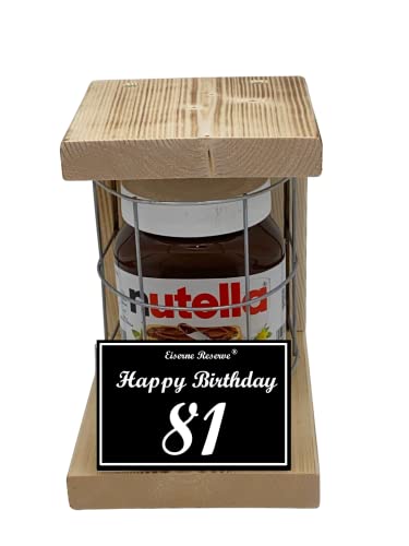 Nutella - Notfall Reserve - Metallgitter - Nutella Glas (1 x 450 g) Happy Birthday 81 - Geschenk zum 81. Geburtstag von Genial-Anders