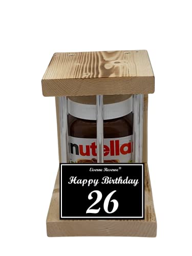 Nutella - Notfall Reserve Metallstäbe - Nutella Glas (1 x 450 g) Happy Birthday 26 - Geschenk zum 26. Geburtstag von Genial-Anders