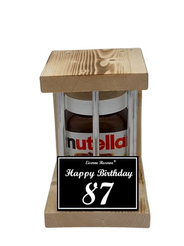 Nutella - Notfall Reserve Metallstäbe - Nutella Glas (1 x 450 g) Happy Birthday 87 - Geschenk zum 87. Geburtstag von Genial-Anders