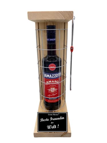 Ramazzotti Geschenk beste Freundin Weihnachten Ramazzotti Eiserne Reserve Gitterkäfig Text s/w Beste Freundin der Welt Kräuterlikör (1 x 0.70 l) von Genial-Anders