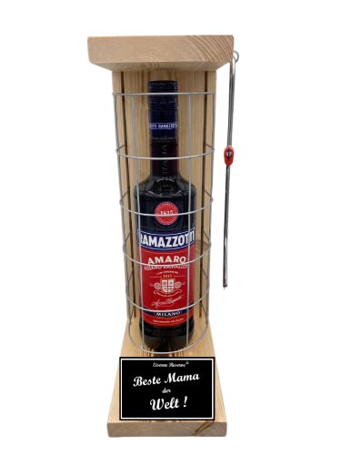 Ramazzotti Geschenk für Mama zum Weihnachten Danke Ramazzotti Geschenk Set Eiserne Reserve Gitterkäfig Text s/w Beste Mama der Welt Kräuterlikör (1 x 0.70 l) von Genial-Anders