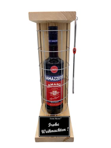 Ramazzotti Geschenk für Weihnachten Eiserne Reserve Gitterkäfig Text s/w Frohe Weihnachten Kräuterlikör (1 x 0.70 l) von Genial-Anders