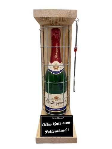 Lustiges Polterabend Geschenk witzige originelle Eiserne Reserve Rotkäppchen Sekt Gitterkäfig incl. Notsäge Text s/w Alles Gute zum Polterabend Sekt (1 x 0.75 l) von Genial-Anders