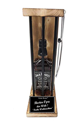 Weihnachten Geschenk für Opa Whiskey J.Daniel Eiserne Reserve Black Edition incl. Notsäge Text s/w Bester Opa der Welt Frohe Weihnachten Bourbon Whisky (1 x 0.70 l) von Genial-Anders