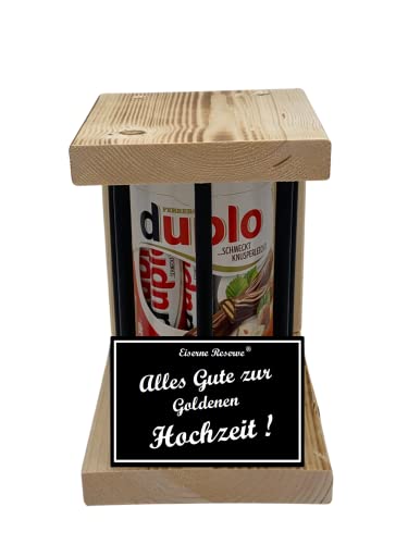 duplo Riegel - Notfall Reserve - Black Edition - Alles Gute zur Goldenen Hochzeit - Goldenen Hochzeit Geschenk - süße lustige Geschenkideen aus Holz für Männer Frauen von Genial-Anders