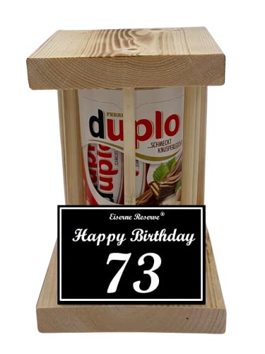 duplo Riegel - Notfall Reserve - Holzstäbe - (10 x 18,2 g) Happy Birthday 73 - Geschenk zum 73. Geburtstag von Genial-Anders