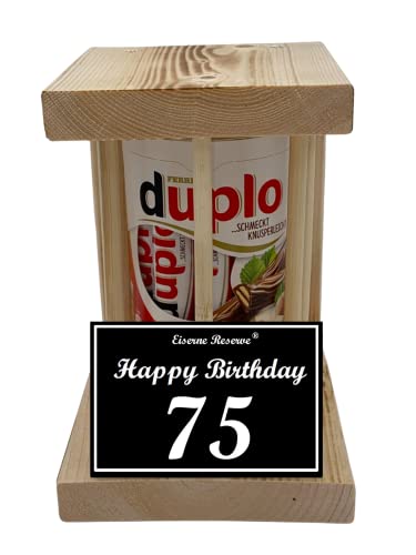 duplo Riegel - Notfall Reserve - Holzstäbe - (10 x 18,2 g) Happy Birthday 75 - Geschenk zum 75. Geburtstag von Genial-Anders