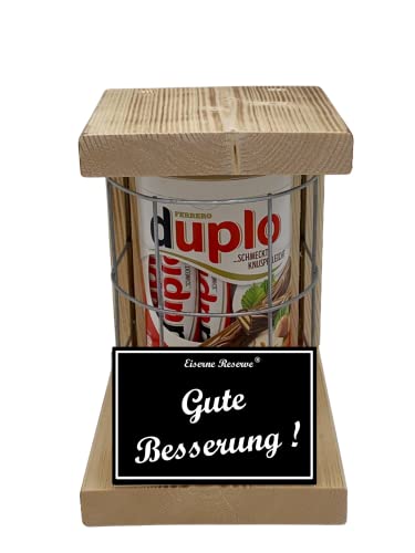 duplo Riegel - Notfall Reserve - Metallgitter - Gute Besserung - Besserung Geschenk - Die süße lustige Geschenkidee aus Holz für Männer und Frauen von Genial-Anders