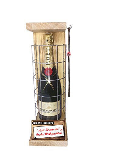 Moet statt Krawatte Frohe Weihnachten - Eiserne Reserve incl. Notsäge Gitter -r- Das Geschenk für Weihnachten Mutter Vater Bruder Schwester Champagner (1 x 0.75 l) von Genial-Anders