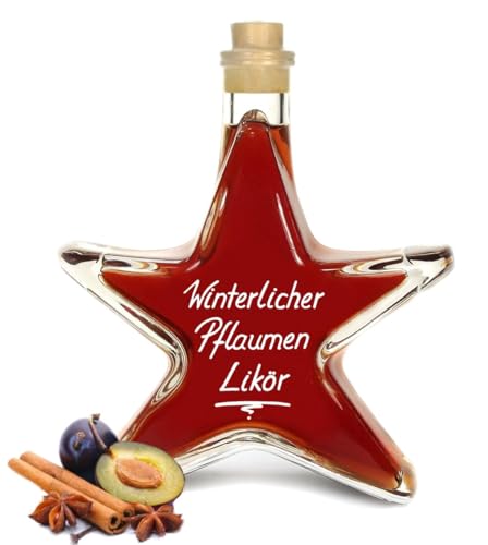 10x Winterlicher Pflaumen Likör 0,2 L Sternflasche aromatisch saftig & lecker 20% Vol. 10x 200ml Geschenkflasche von Geniess-Bar!