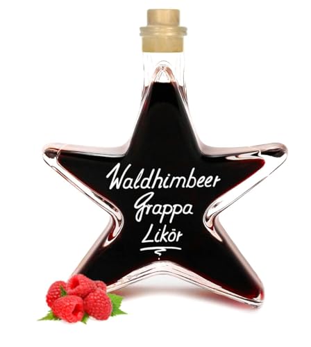 5x Waldhimbeer Grappa Likör 0,2 L Sternflasche Feuerwerk der Aromen 20% Vol Mengenrabatt Stern Flasche Geschenk 5x 200ml Geschenkflasche von Geniess-Bar!