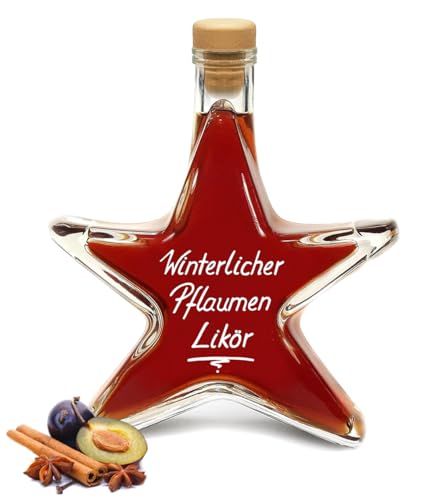 5x Winterlicher Pflaumen Likör 0,2 L Sternflasche aromatisch saftig & lecker 20% Vol. Stern Flasche 5x 200ml Geschenkflasche von Geniess-Bar!