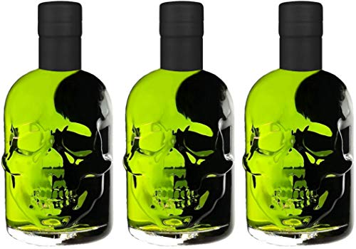 Absinth 3x 0,5L Totenkopf Skull Grün Mit max. erlaubtem Thujongehalt 35mg/L 55% Vol von Geniess-Bar!