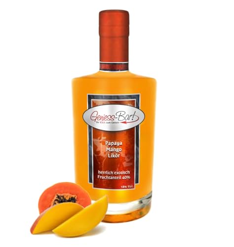 Papaya Mango Likör 0,35L herrlich exotisch mit intensiver Frucht 18% Vol von Geniess-Bar!