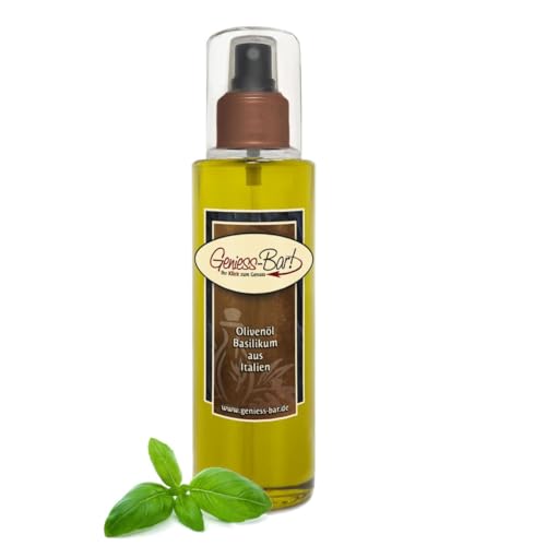 Sprühöl Basilikum Olivenöl aus Italien 0,26L Sprühflasche sehr aromatisch kaltgepresst Pumpspray von Geniess-Bar!