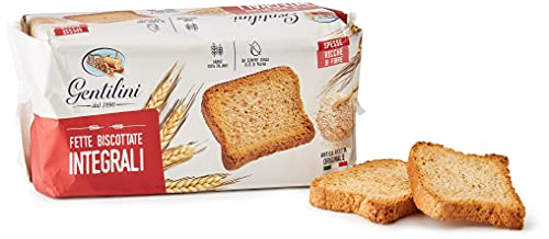 Gentilini Fette Biscottate Integrali Vollkorn-Zwieback Brot Backwaren reich an Ballaststoffen 100% Italienisches Produkt 175g von Gentilini