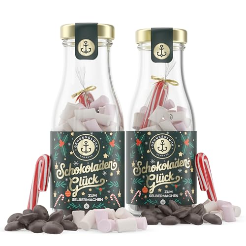 2x Schokoladenglück DIY Kakao Geschenkset zum selbermachen - Trinkschokolade mit Marshmallow's ideal als Nikolausgeschenk, Wichtelgeschenk, Mitbringsel zu Weihnachten von Genussglück