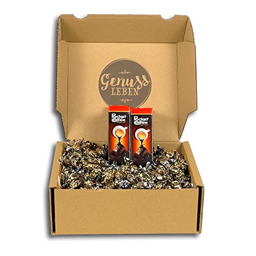 Genussleben Box mit 45x Ferrero Pocket Coffee espresso und 300g Mini Kaffeebonbons, mit Kaffeegeschmack, Süßigkeiten für Kaffeeliebhaber von Genussleben