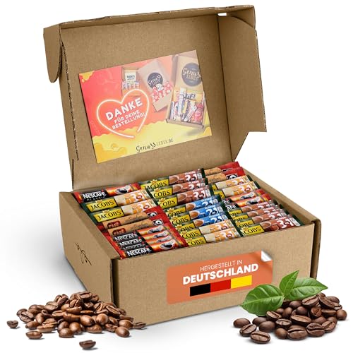 Genussleben Box mit 500g Instant Kaffee Cappuccino, Espresso im Mix, lösliches Pulver im Geschmack wie Filterkaffee - die Vorratsbox für Urlaub, Büro, Camping, Zuhause oder als Geschenk. von Genussleben