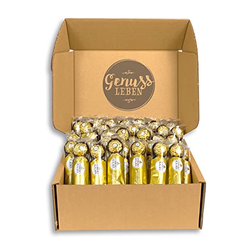 Genussleben Geschenkbox Ferrero Rocher 128 St?ck, knusprige Pralinen mit Milchschokolade und Haselnusscreme, S??igkeiten von Genussleben