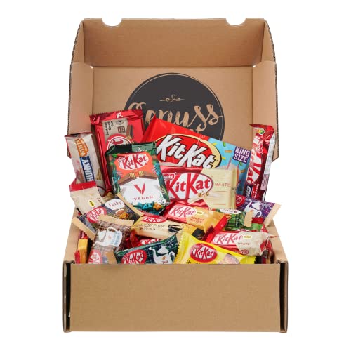 Genusslebenbox mit 500g einer zufälligen Auswahl an KitKat® Schokoriegeln im Mix, zum Naschen im Büro, mit Freunden und Familie oder beim Reisen und Camping. von Genussleben