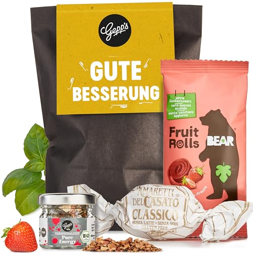 Gepp's Feinkost Gute Besserung Wundertüte Mini I Kleiner gefüllter Geschenkkorb mit Delikatessen für Genesungswünsche I Get well soon Geschenk zur Aufmunterung I Gourmet Geschenkset als Trostpflaster von Gepp's