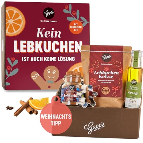 Gepp's Feinkost Präsentkorb Lebkuchen I Würzig süße Backmischung Lebkuchen-Kekse mit Bio-Lebkuchen-Gewürz und Ausstecher von Gepp's