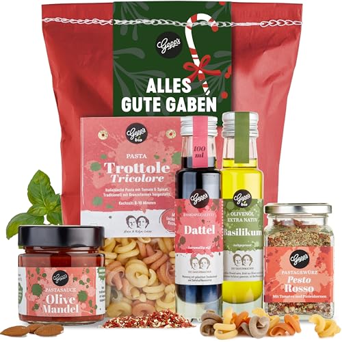 Gepp’s Feinkost Alles Gute Gaben Wundertüte zu Weihnachten I Vegetarisches Weihnachts-Geschenk mit italienischer Pasta Trottole, Pesto Rosso Gewürz uvm. I Delikatessen für Männer & Frauen von Gepp's