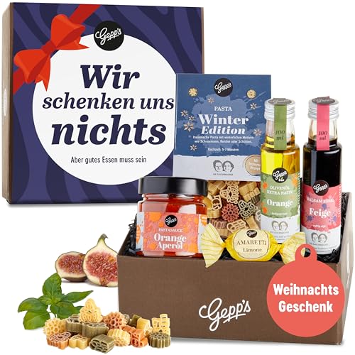 Gepp’s Feinkost "Wir Schenken Uns Nichts" Geschenkbox zu Weihnachten I Lustiges Weihnachts-Geschenk für Frauen und Männer I mit köstlichen Delikatessen I Witziges Geschenkset von Gepp's