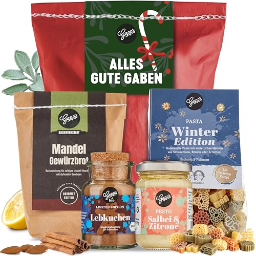 Gepp’s Premium Genuss "Alles Gute Gaben" I Gefüllt mit italienischer Winter Pasta, einem herzhaften Salbei & Zitronen Pesto uvm. I Hochwertiges Geschenk für Frauen und Männer zu Weihnachten von Gepp's