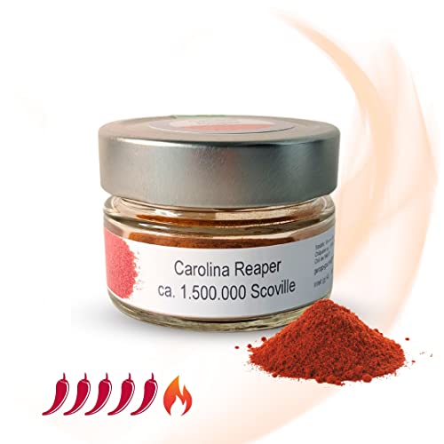 GEROPP-GOURMET Carolina Reaper Chili Pulver 40g | Schärfster Chili der Welt: ca. 1,5 Mio. Scoville | Wiederverschließbares Glas | Gewürz für Grillen, Kochen | Feurig-scharfe Geschenkidee von Geropp Gourmet