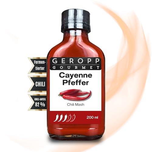 GEROPP-GOURMET Cayennepfeffer Chili Mash/Püree 200ml mit 82% Chili | In wiederverschließbarer Glasflasche | Gewürzsauce für Grillen, Kochen | Feurig-pikant-scharf | Geschenkidee von Geropp Gourmet