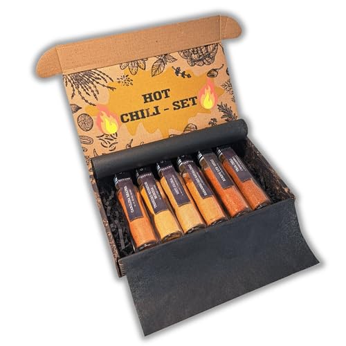 GEROPP-GOURMET Super Hot Chili Box 60g | Bis 1,5 Mio Scoville | Carolina Reaper, Trinidad Scorpion, Bhut Jolokia, Habanero, Bird’s Eye, Teja | Grill & Kochgewürz | Extrem-scharf | Geschenkidee von Geropp Gourmet