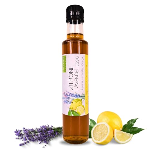 GEROPP-GOURMET Zitrone Lavendel Essig | 250ml | 3% Säure | Premium Essigzubereitung | Der fruchtige Kick für ihre Salate, Desserts, Lieblingsgerichte | Geschenk für Männer und Frauen von Geropp Gourmet