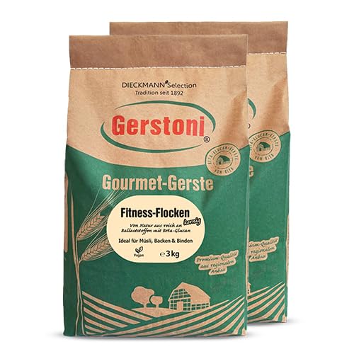 Gerstoni Fitness Gerstenflocken Fein, mild-nussige Gerstenflocken, PREMIUM-QUALITÄT, Reich an Ballaststoffen mit Beta-Glucan (2 x 3kg) von Gerstoni