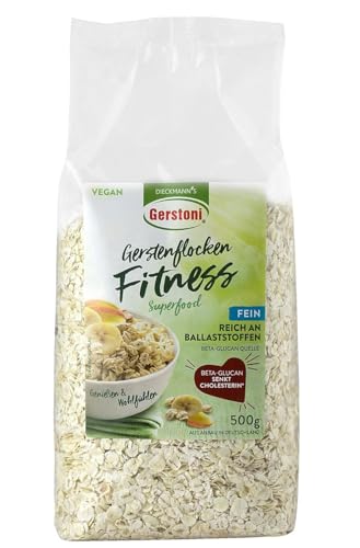 Gerstoni Fitnessflocken fein (12x500g), mild-nussige Gerstenflocken in PREMIUM-QUALITÄT für Gesundes Frühstück, Kochen und Backen mit Beta-Glucan von Gerstoni