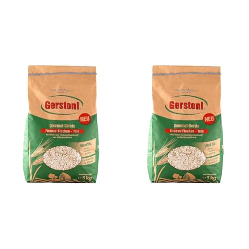 Gerstoni Fitnessflocken fein 3kg, mild-nussige Gerstenflocken in PREMIUM-QUALITÄT mit Beta-Glucan für Gesundes Frühstück, Kochen und Backen (Packung mit 2) von Gerstoni