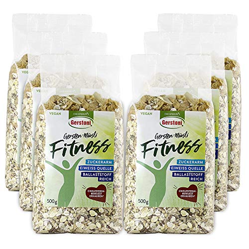 Gerstoni Gersten-Müsli Fitness (12x500g), ZUCKERARM, EIWEISSQUELLE, BALLASTSTOFFREICH mit pflanzlichem Beta-Glucan von Gerstoni