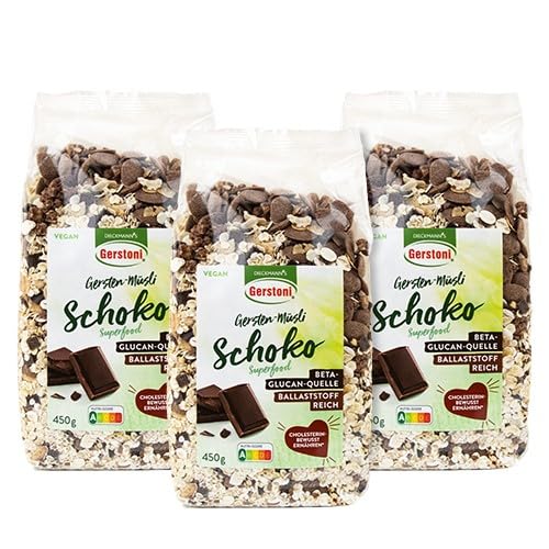 Gerstoni Gersten-Müsli Schoko (3x450g), ballaststoffreiches Schokomüsli mit Gerstenflocken und Beta-Glucan von Gerstoni