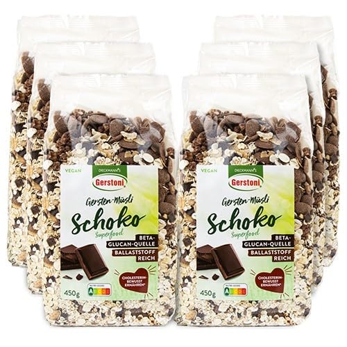 Gerstoni Gersten-Müsli Schoko (6x450g), ballaststoffreiches Schokomüsli mit Gerstenflocken und Beta-Glucan von Gerstoni