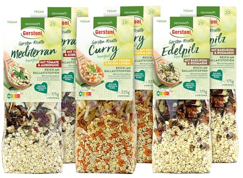 Gerstoni Gersten-Risotto Lieblinge Mediterran, Curry Feige & Edelpilz je 2er-Pack von Gerstoni