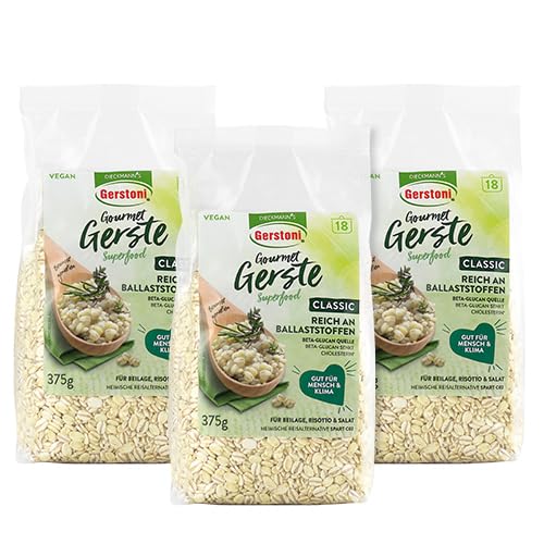 Gerstoni Gourmet Gerste Classic (3x375g), mild-nussig, POWERFOOD aus regionalem Anbau, BETA-GLUCAN-Quelle von Gerstoni