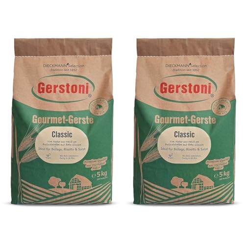 Gerstoni Gourmet Gerste Classic 5kg, mild-nussig, wie Reis, POWERFOOD aus regionalem Anbau mit Beta-Glucan (Packung mit 2) von Gerstoni