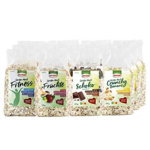 Gestoni Gersten-Müsli Mixed 3 x 4er-Set - Früchte, Fitness, Schoko & Crunchy von Gerstoni