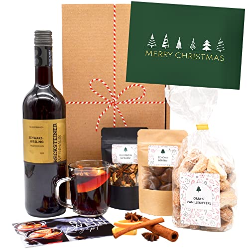 Geschenkset „Glühwein Freude“ | Geschenkkorb mit Winzer Wein, Glüh-Gewürzen, Vanillekipferl & Schokolade | DIY Geschenk Set zu Weihnachten von Geschenkbox - 24